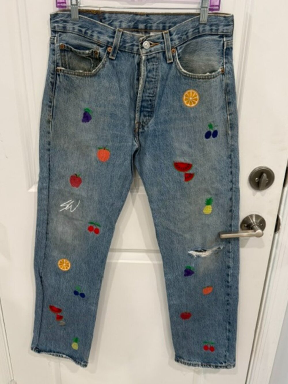 Vintage Mntge Levi's 501 Embroidered Fruits Jeans 31x30